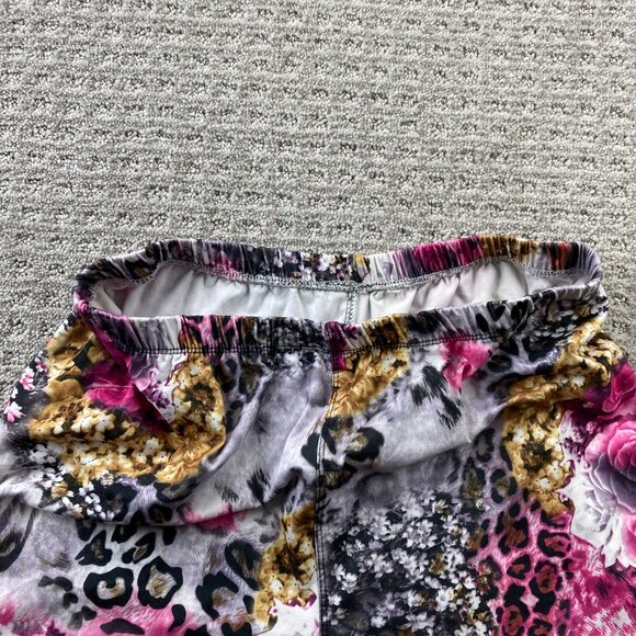 Silver Women's Floral Leggings Plus One Size Stretchable Pants - Picture 2 of 12